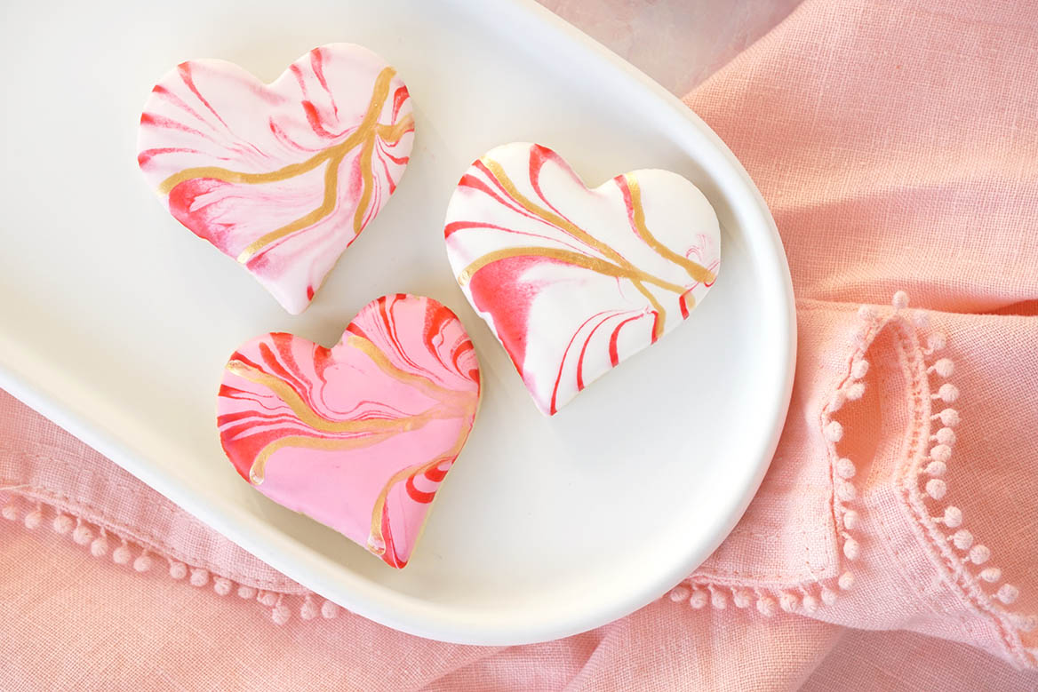 How To Make Easy Marble Dipped Heart Sugar Cookies