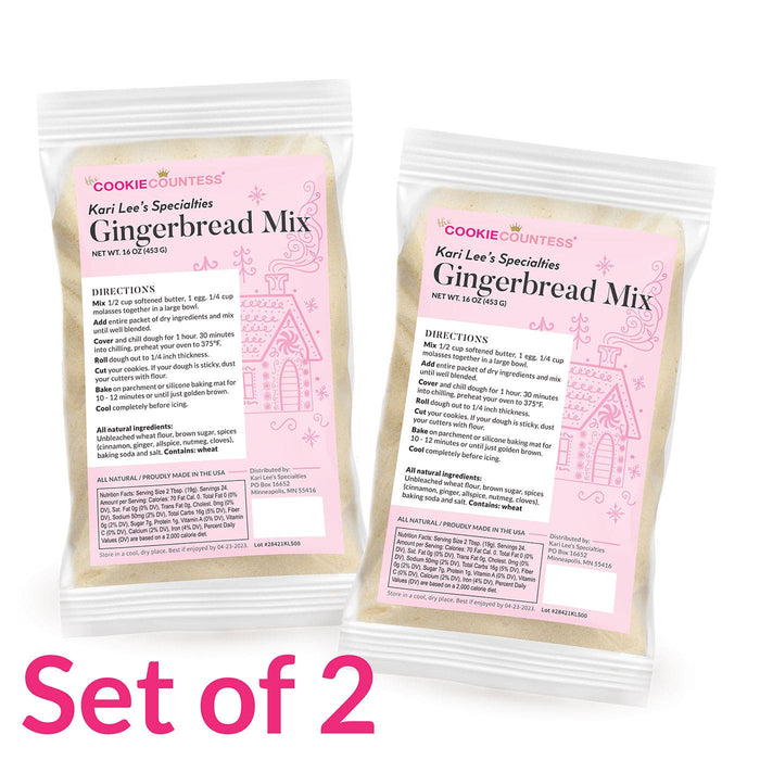 Kari Lee's Specialties Ingredients Set of 2 Gourmet Gingerbread Cookie Mix All Natural 1lb (best by 4/2023)