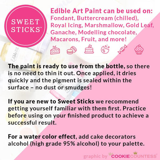 Sweet Sticks Edible Paints Edible Art Decorative Paint - Metallic Charcoal 15ml