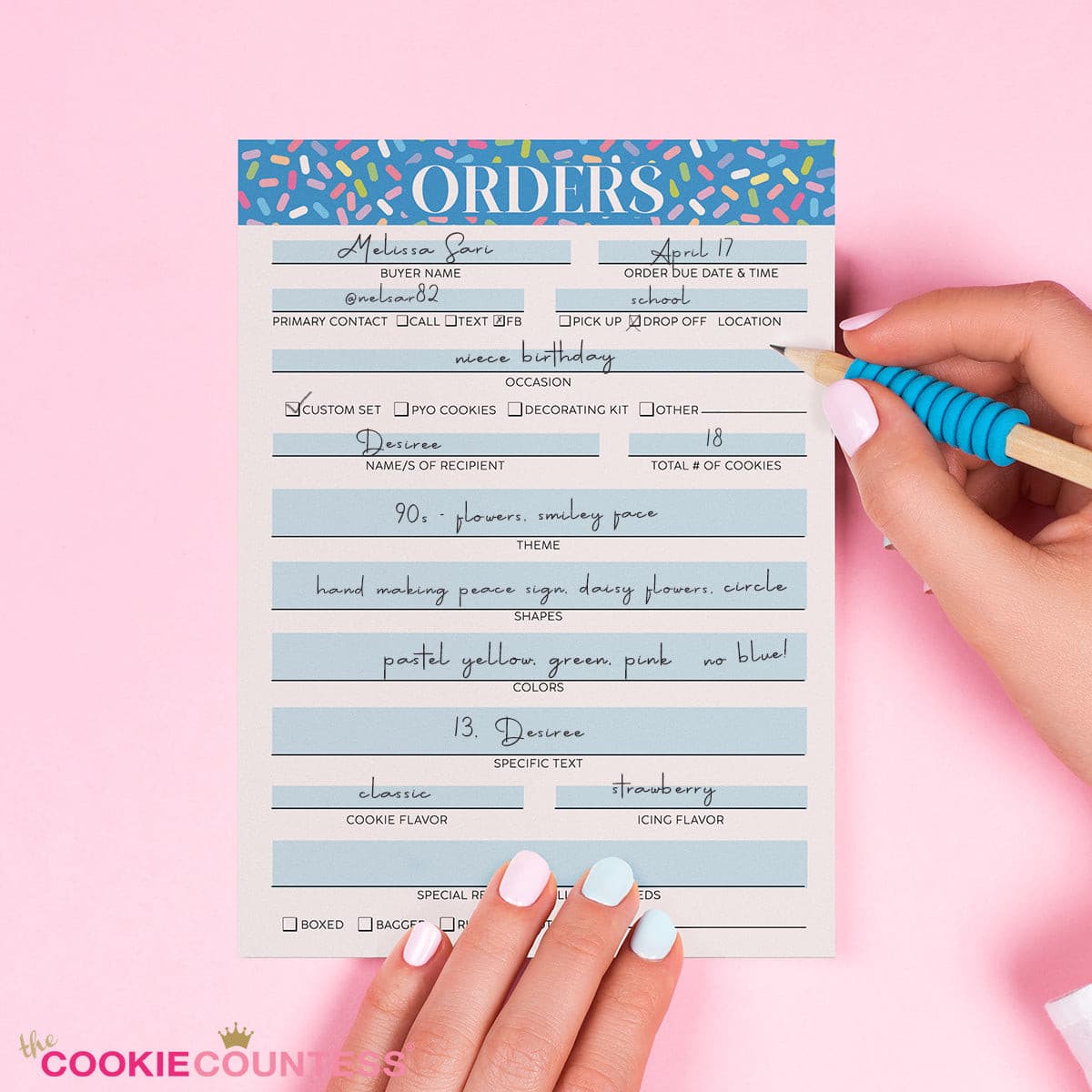 The Cookie Countess (cookie con) Cookie Order Form 5 x 7, 50 sheets