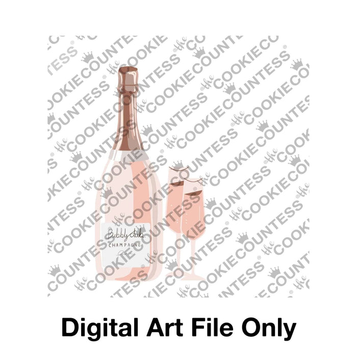 The Cookie Countess Digital Art Download Champagne Bottle and glasses - Digital Download, Cutter and/or Artwork