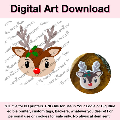 The Cookie Countess Digital Art Download Sweet Reindeer - Digital Download, Cutter and/or Artwork