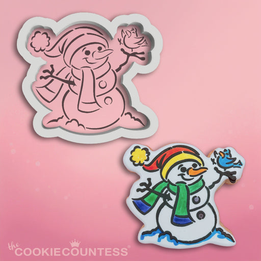 The Cookie Countess PYO Stencil Snowman With Bird PYO