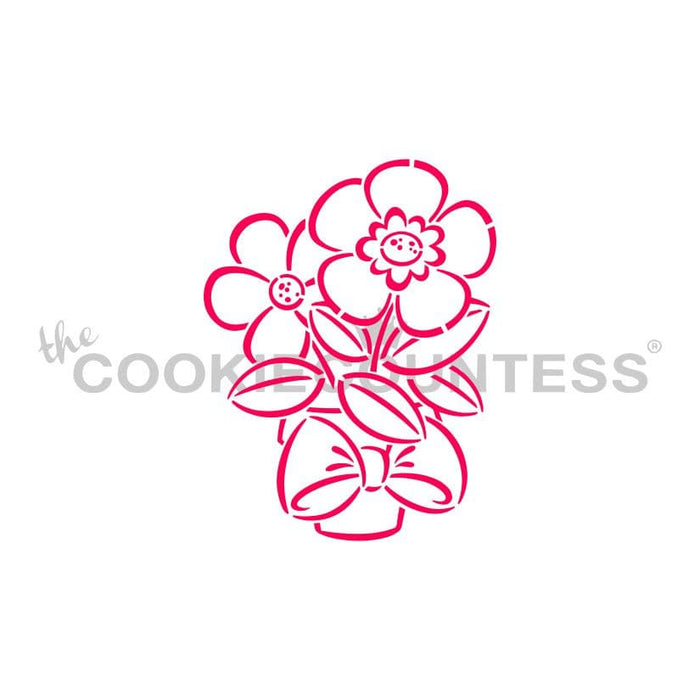 The Cookie Countess PYO Stencil Spring Flower Pot PYO Stencil - Drawn by Krista