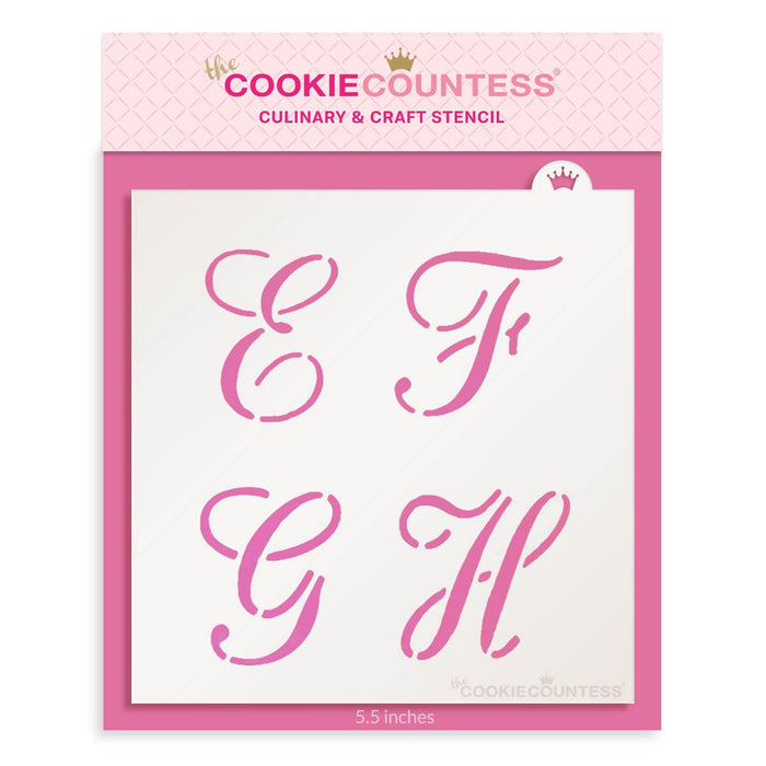The Cookie Countess Stencil 2" Script Alphabet Stencil Set