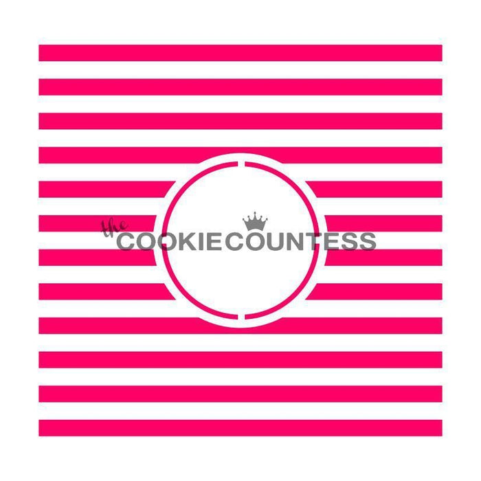 The Cookie Countess Stencil Default Stripes Monogram Stencil