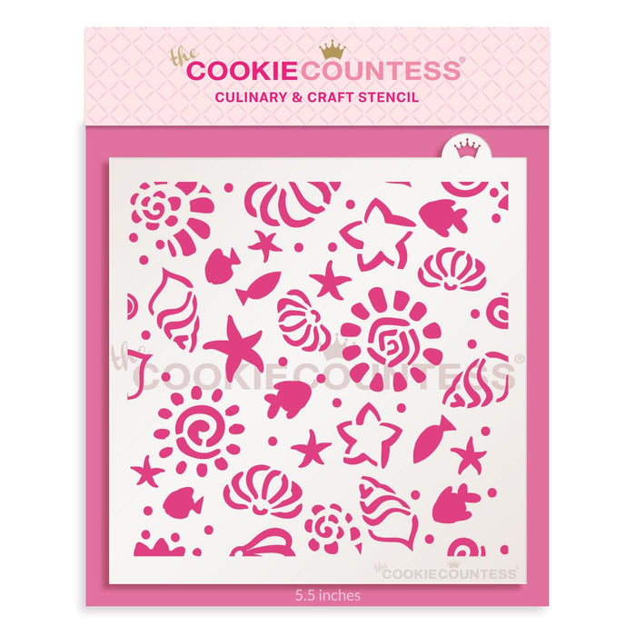 The Cookie Countess Stencil Default Tropical Beach Pattern Stencil