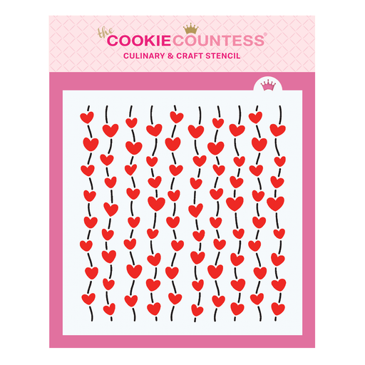 The Cookie Countess Stencil Hearts and Strings 2 pc Stencil set