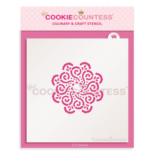 The Cookie Countess Stencil Spiral Mandala Stencil by Celtae