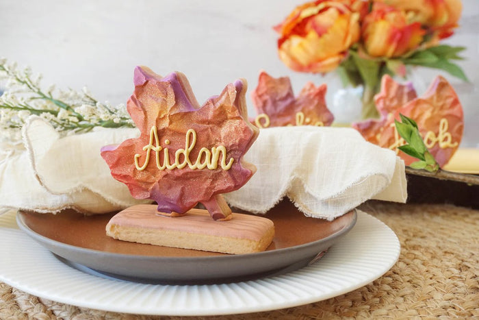 Cookie Leaf Place Cards for Thanksgiving or Fall Gatherings - The Cookie Countess
