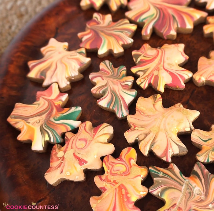 Easy Fall Leaves Dip & Swirl Cookies - The Cookie Countess
