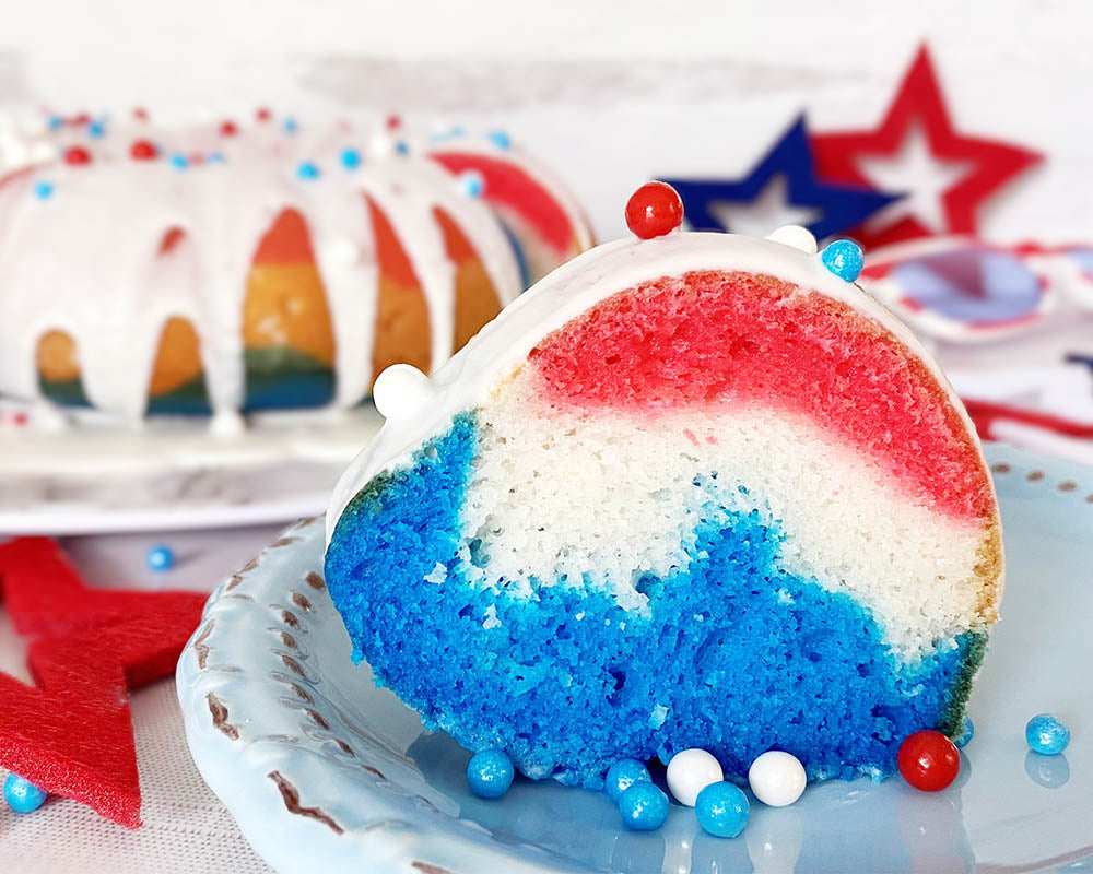 How To Make a Red, White & Blue Colored Bundt Cake
