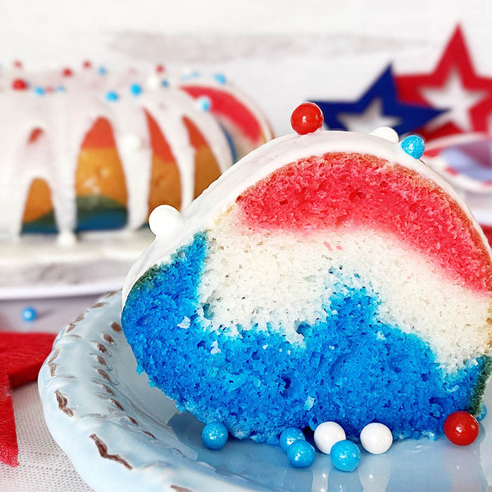 How To Make a Red, White & Blue Colored Bundt Cake