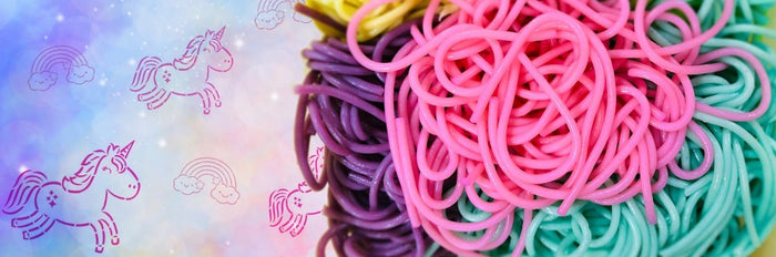 Unicorn Hair Rainbow Pasta Edible & Sensory Craft | Create with Katie - The Cookie Countess