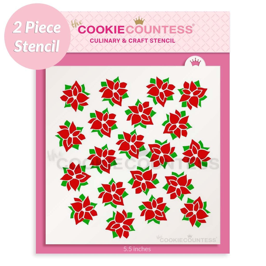 Designer Stencils C091 Poinsettia Cake Stencil, Beige/Semi-Transparent, 4 & Quart; 6 & Quart; 8 & Quart; Circles
