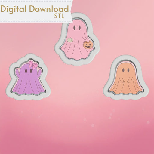 3 Mini Ghosts Cookie Cutter STL Set - The Cookie Countess