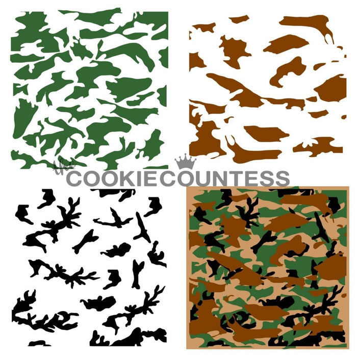 Realistic Camouflage Stencil for Cookies and Cakes - Hunting, Military — The Cookie Countess realistic-camouflage-stencil-for-cookies-and-cakes-hunting-military-the-cookie-countess