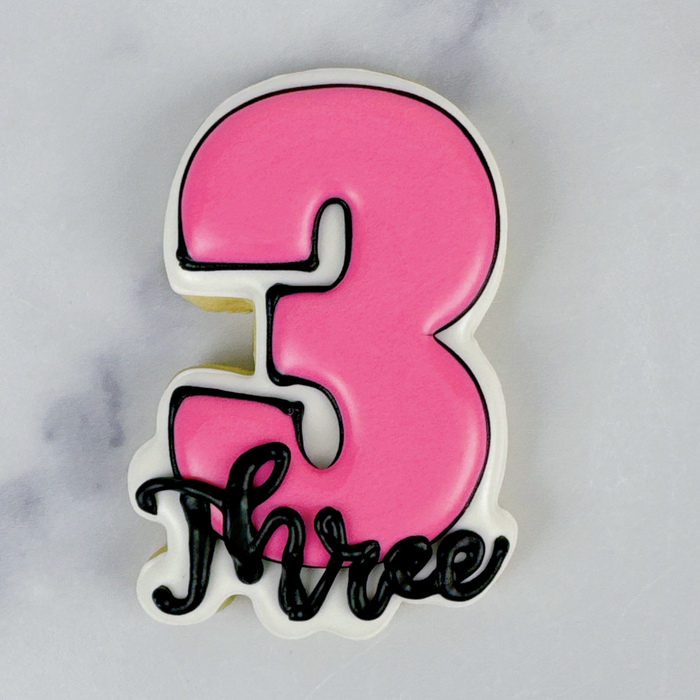 Number and Script Three Cookie Cutter — The Cookie Countess