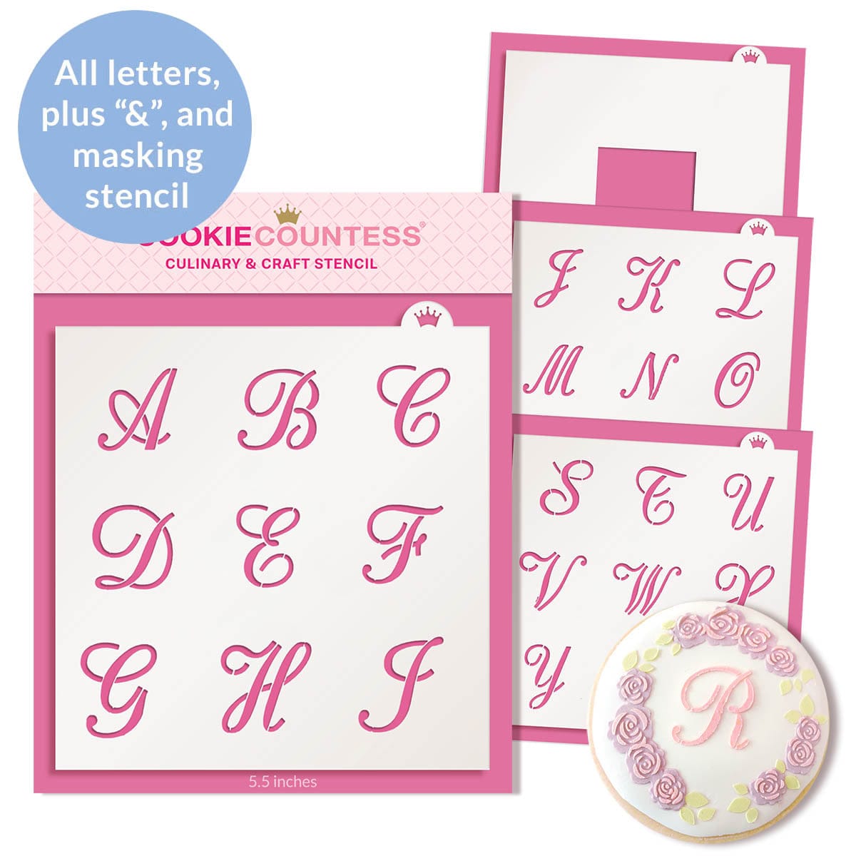 1½ Vintage Cursive Stencil, 30,5 x 33 (L) - Letters Nummer ABC Alfabet Leestekens Stencils voor Schilderen Sjabloon 1½ Vintage Cursive Stencil, 30,5 x 33 (L) - Letters Nummer ABC Alfabet Leestekens Stencils voor Schilderen Sjabloon