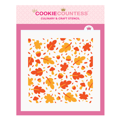 Autumn Leaves and Acorns Pattern 2 Piece Stencil set - The Cookie Countess