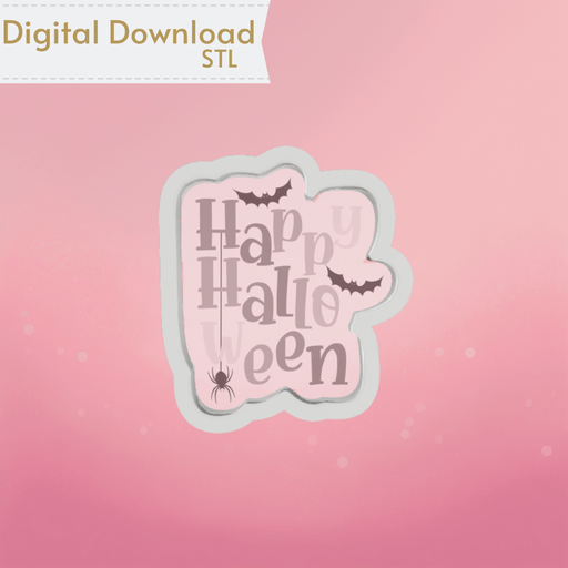 Batty Happy Halloween Plaque Cookie Cutter STL - The Cookie Countess