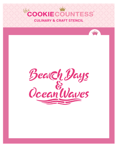 Beach Days, Ocean Waves Stencil - The Cookie Countess