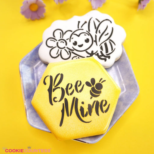 Bee Mine Stencil - The Cookie Countess