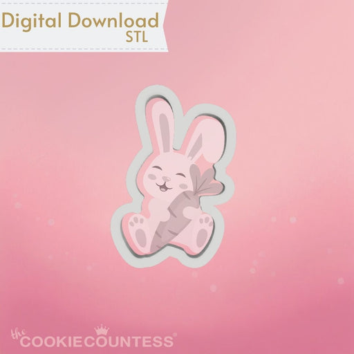 Bunny Hugging Carrot Cookie Cutter STL - The Cookie Countess