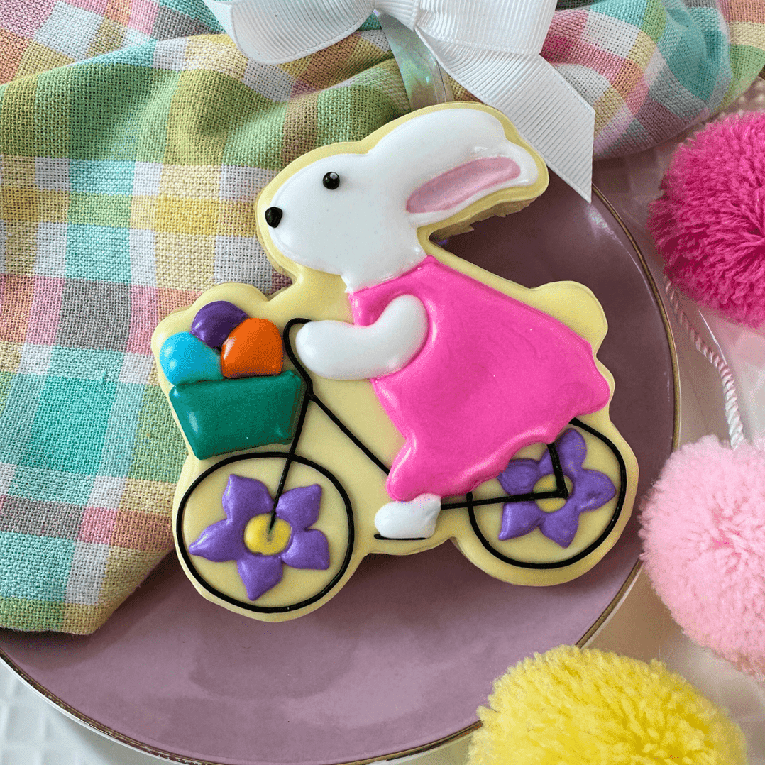 Bunny Riding Bike Cookie Cutter — The Cookie Countess