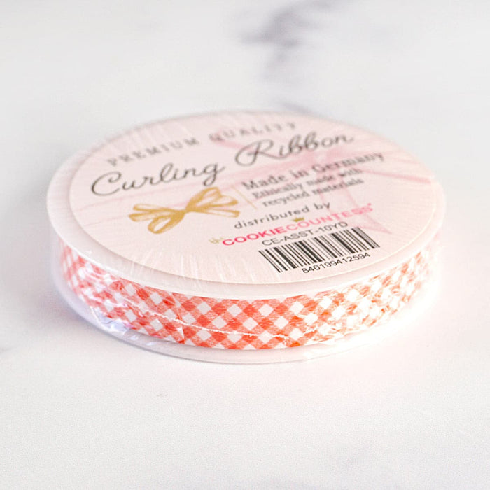 Curling Ribbon: Gingham Red - The Cookie Countess