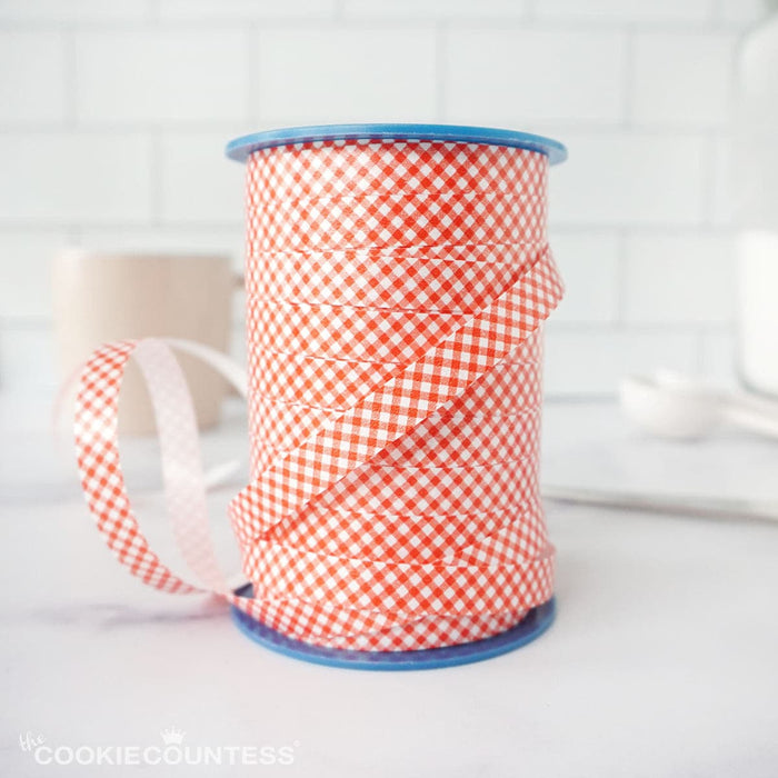 Curling Ribbon: Gingham Red — The Cookie Countess