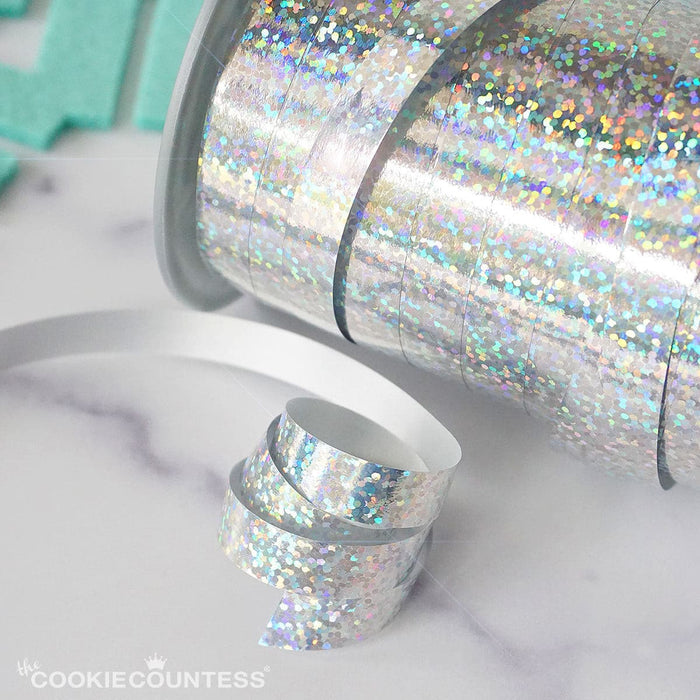 Red Sparkle Holographic Curling Ribbon