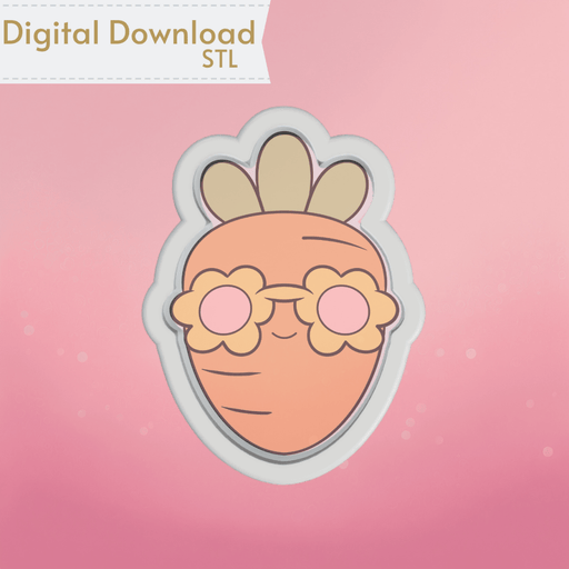 Carrot with Sunglasses Cookie Cutter STL - The Cookie Countess