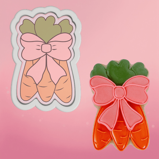 Carrots with Bow Cookie Cutter - The Cookie Countess