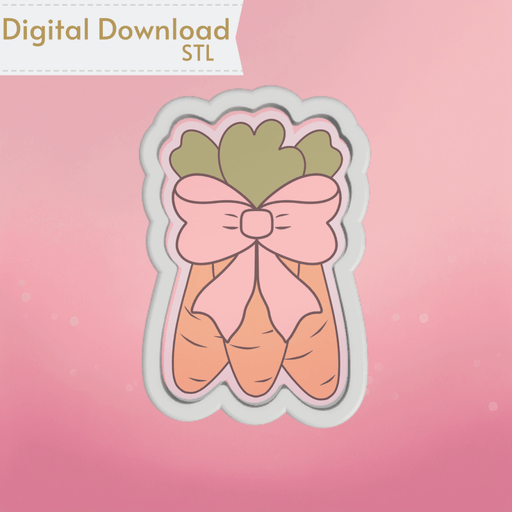 Carrots with Bow Cookie Cutter STL - The Cookie Countess