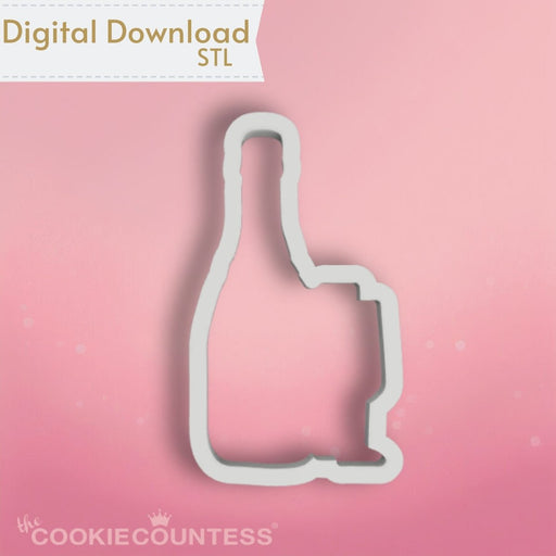Champagne Bottle with Glasses Cookie Cutter STL - The Cookie Countess