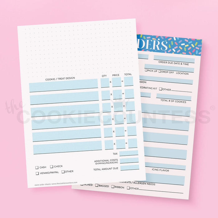 Cookie Order Form 5 x 7, 50 sheets — The Cookie Countess for Printable Cookie Order Form Template Free