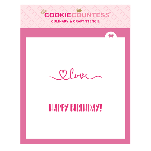 Cookie Stick Stencil - Love/ Happy Birthday - The Cookie Countess