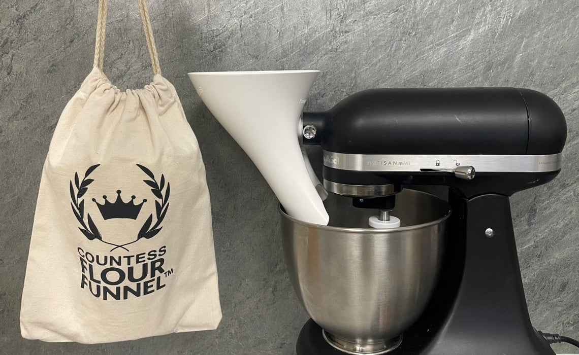 The Cookie Countess Flour Funnel Stand Mixer Attachment - Thumbnail 2