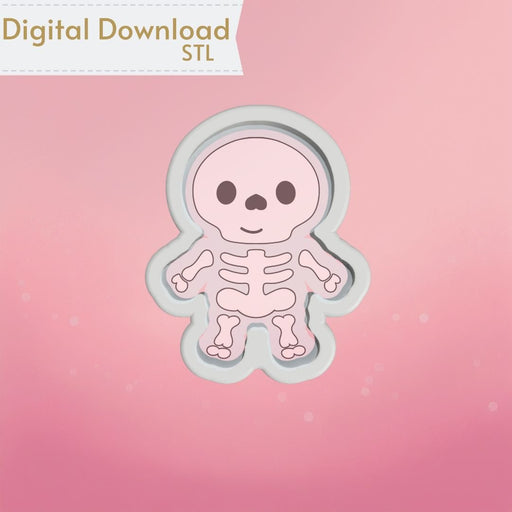 Cute Skeleton Cookie Cutter STL - The Cookie Countess