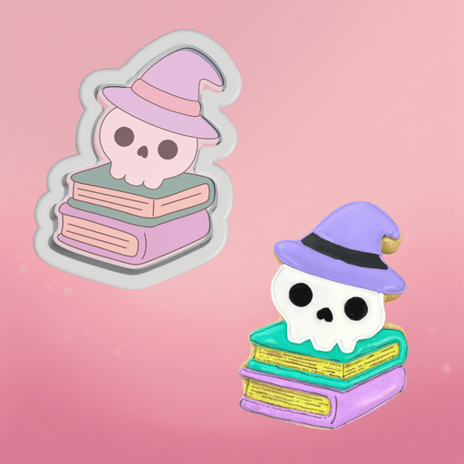 Cute Skull on Books Cookie Cutter - The Cookie Countess