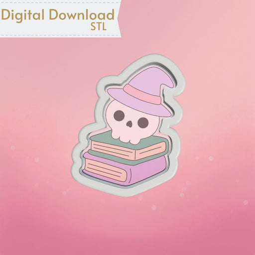 Cute Skull on Books Cookie Cutter STL - The Cookie Countess