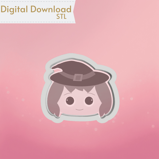 Cute Witch Cookie Cutter STL - The Cookie Countess