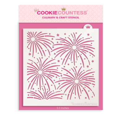 Dazzling Fireworks Stencil - The Cookie Countess