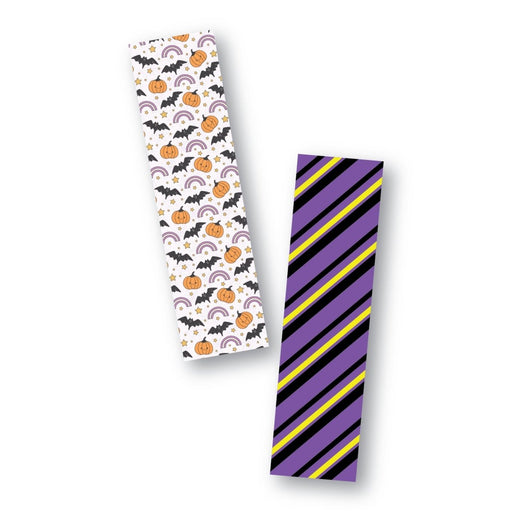 Diagonal Stripes and Halloween Pattern Cookie Backer - Food Safe, Double Sided 2" x 7.5" - The Cookie Countess