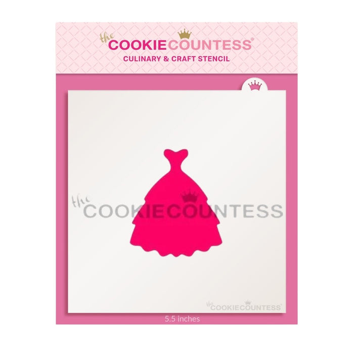 Wedding Dress Cookie Pattern Stencil
