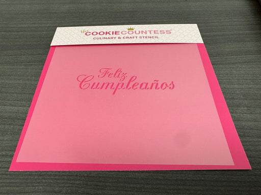 Feliz Cumpleaños - Script Stencil - The Cookie Countess