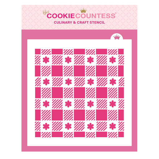 Flower Gingham Stencil - The Cookie Countess