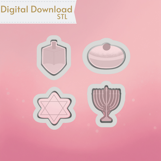 Hanukkah Set of 4 MINI Cutters STL - The Cookie Countess