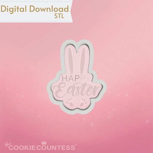 Happy Easter Ears Cookie Cutter STL - The Cookie Countess